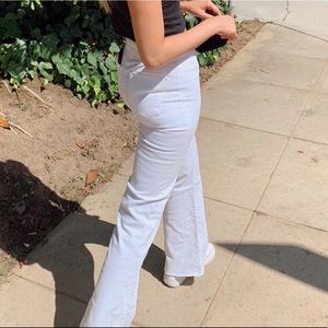 J brand flared skinny white jeans raw hem 24